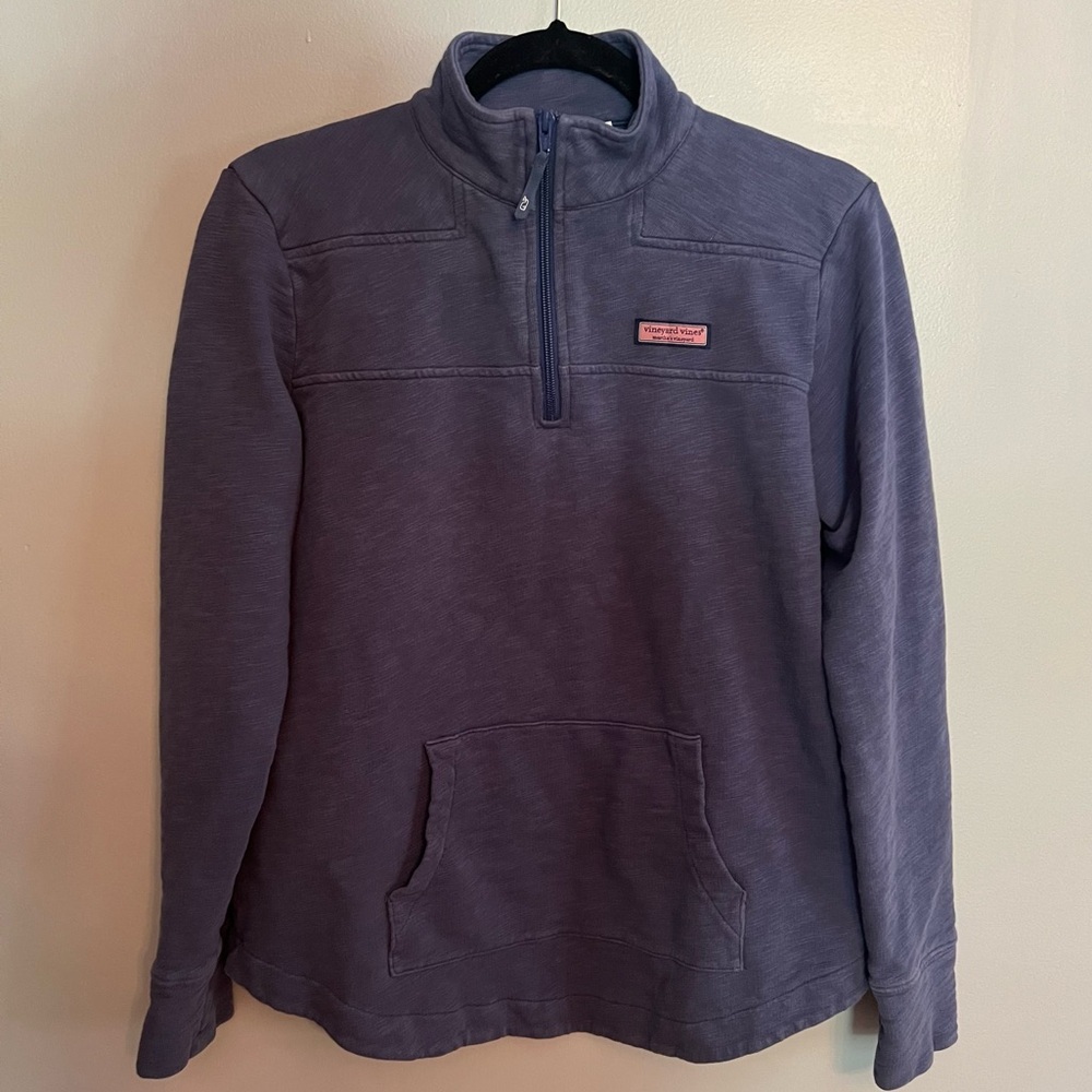 Vineyard Vines Shep Shirt 1/4 Zip Pullover Blue Pink Whale Logo Cotton Size S - Picture 3 of 6